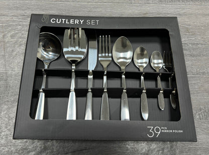 39-Piece Stainless Steel Cutlery Gift Set - Knives, Forks, Spoons, Serving Utensils - Wholesale Kitchenware