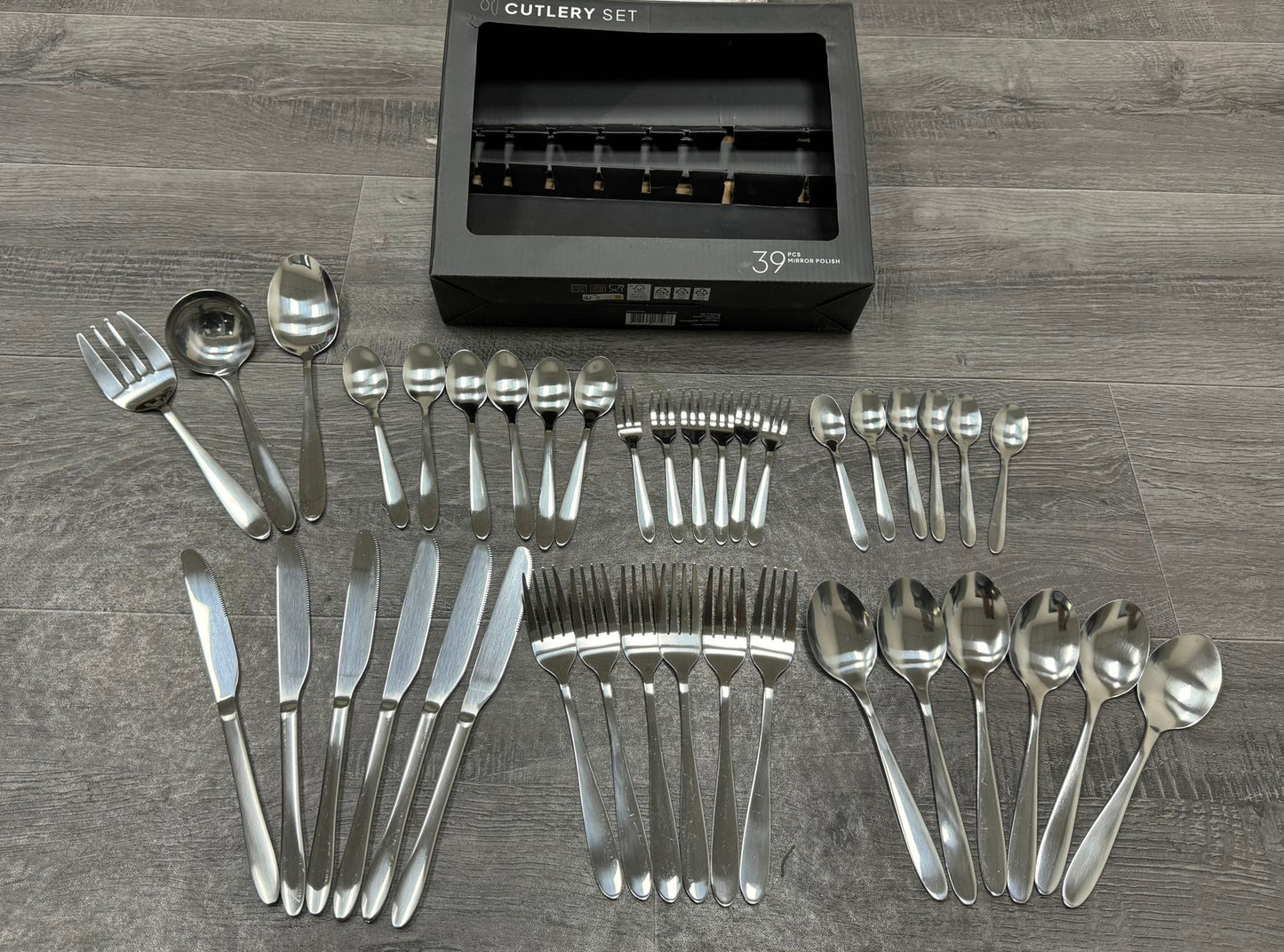 39-Piece Stainless Steel Cutlery Gift Set - Knives, Forks, Spoons, Serving Utensils - Wholesale Kitchenware