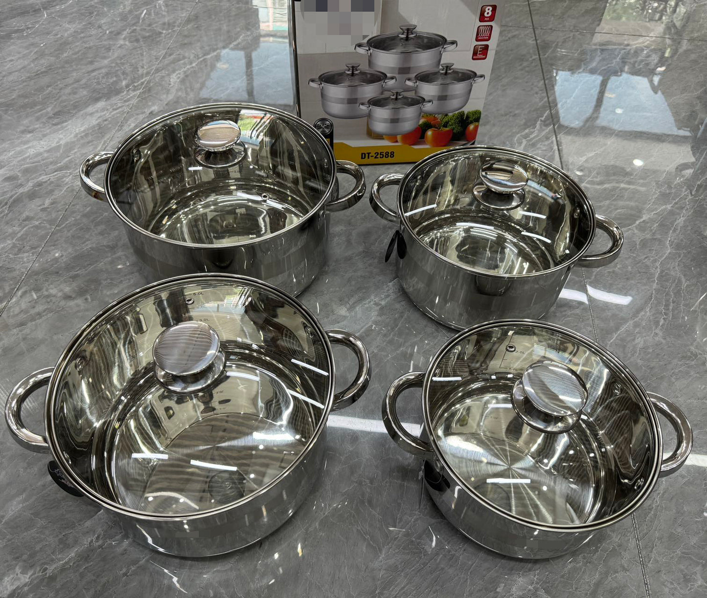 8PCS Cookware Set - 3.9L, 5.1L, 6.6L, 8.2L - Wholesale Kitchenware