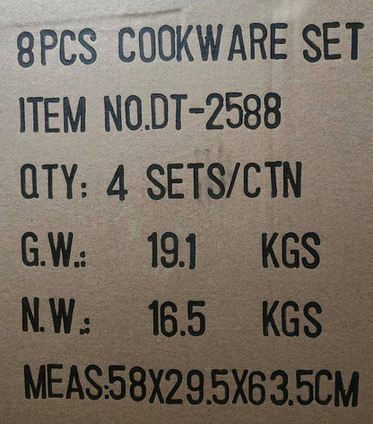 8PCS Cookware Set - 3.9L, 5.1L, 6.6L, 8.2L - Wholesale Kitchenware