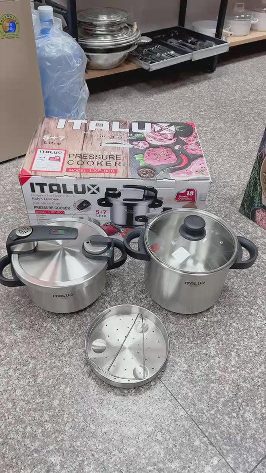 22cm 304 Stainless Steel Pressure Cooker Set – 5L & 7L with Color Box Packaging - Wholesale Cookware